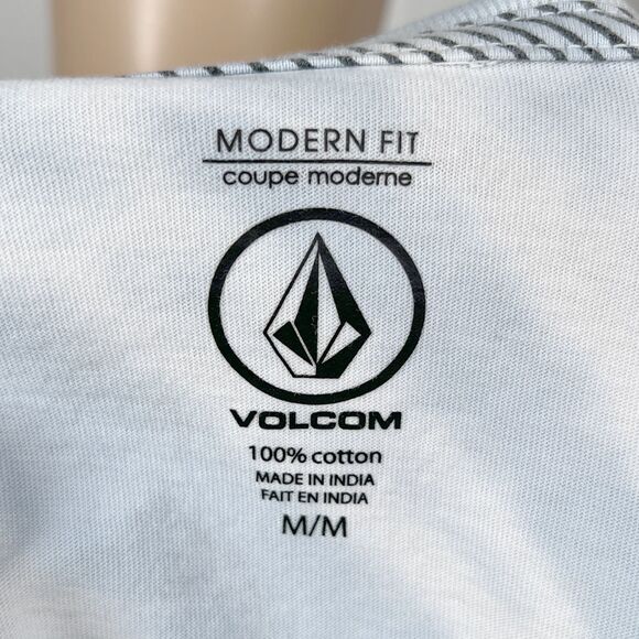 Volcom Men's Medium Blue White Tie Dye Stone Logo Modern Fit Long Sleeve T-Shirt - Picture 6 of 8